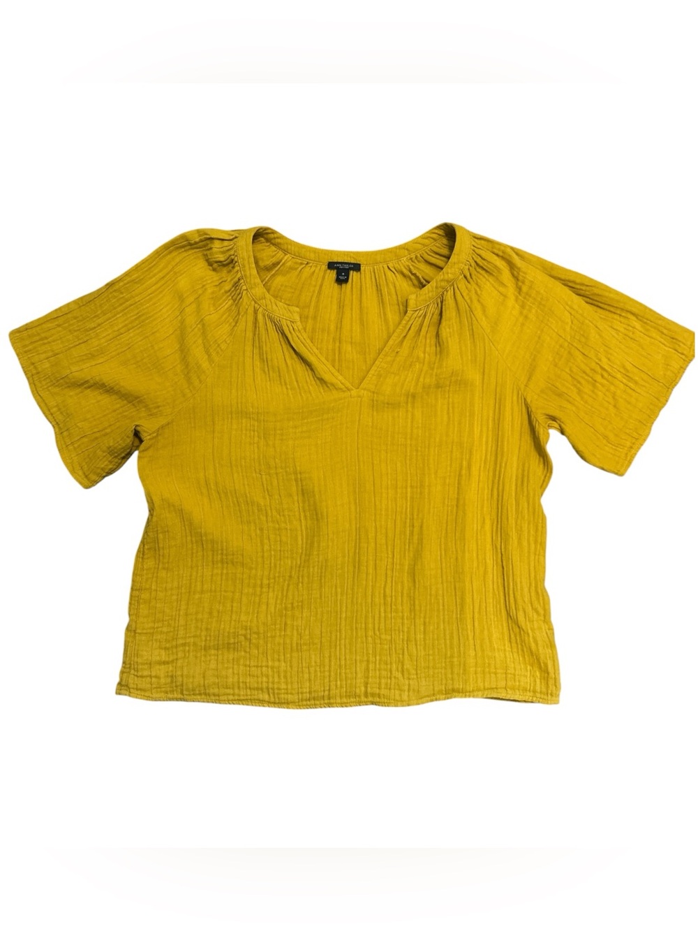 Ann Taylor Factory Women’s Medium Mustard Yellow Cotton Gauze Blouse Top